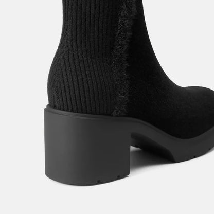 Square-Toe Block-Heel Knee-High Boots (Atria)