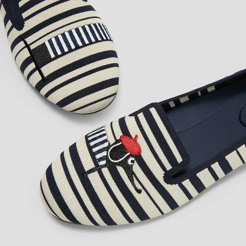 Round-Toe Embroidered Loafers (Audrey)