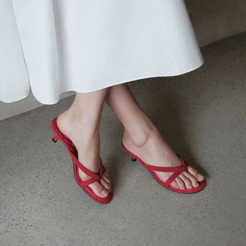 Round-Toe Kitten-Heel Sandals (Emeline)