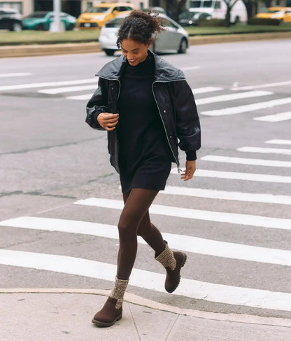 Round-Toe Wool Ankle Sock Boots(Fiona)