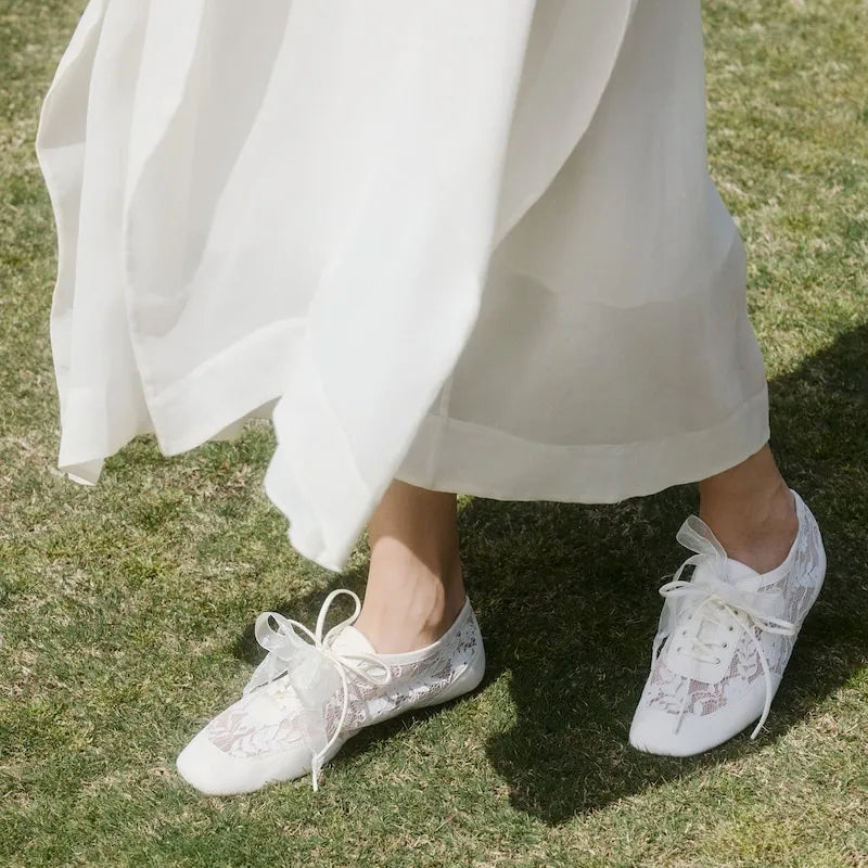 Square-Toe Lace-Up Sneakerinas (Cristina)