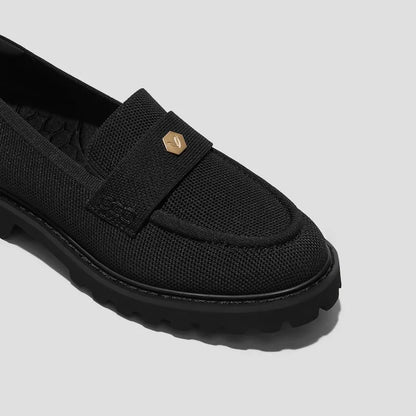 Round-Toe Platform Chunky Heel Loafers (Francesca)