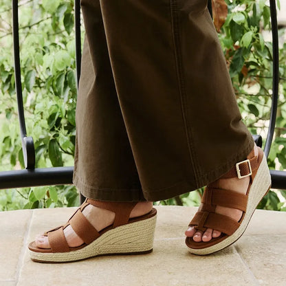 Round-Toe Slingback Wedge Sandals (Skyler)