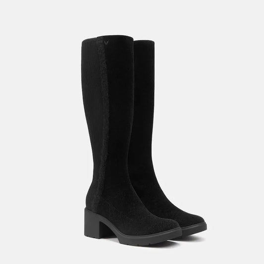Square-Toe Block-Heel Knee-High Boots (Atria)