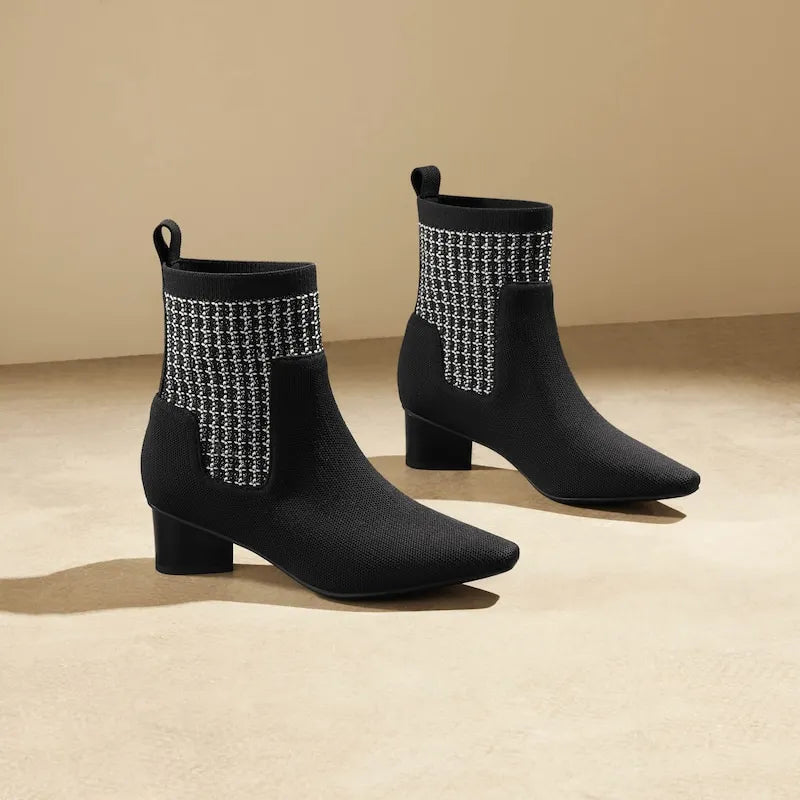 Small Square-Toe Water-Repellent Boots (Theresa)