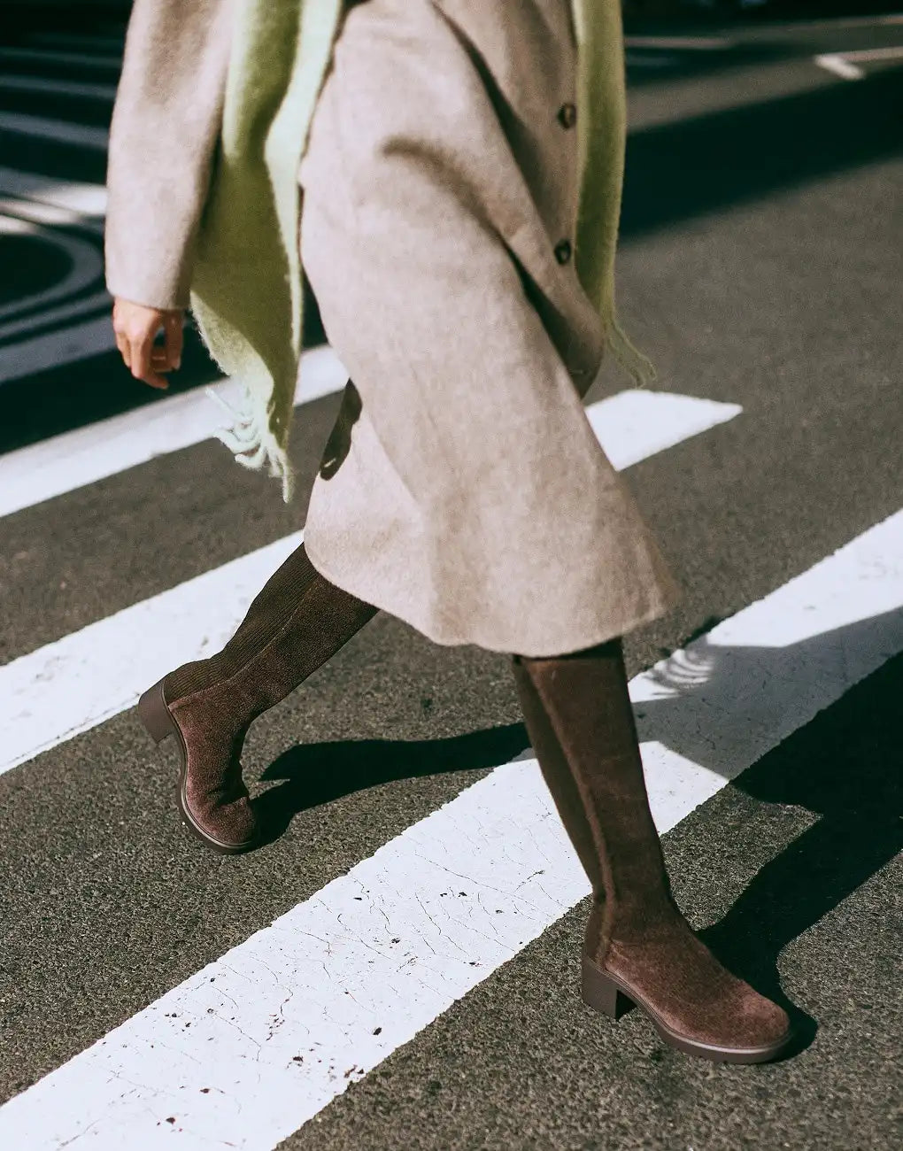 Square-Toe Block-Heel Knee-High Boots (Atria)