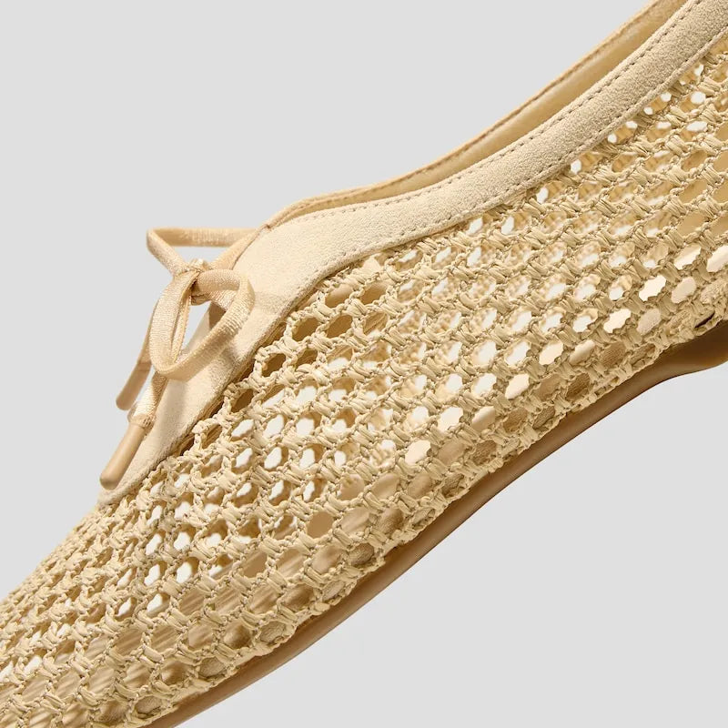 Square-Toe Mesh Flats (Carey)