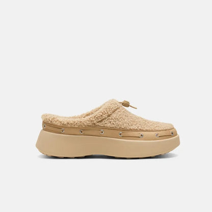 Round-Toe Fuzzy Platform Mules (Tobi)