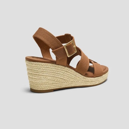 Round-Toe Slingback Wedge Sandals (Skyler)