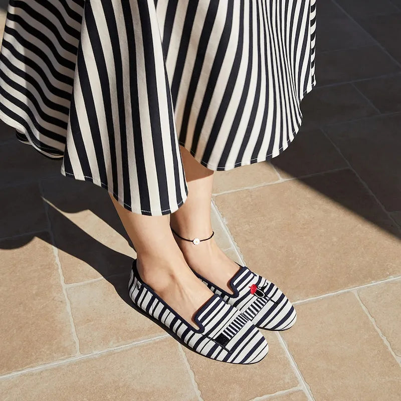 Round-Toe Embroidered Loafers (Audrey)